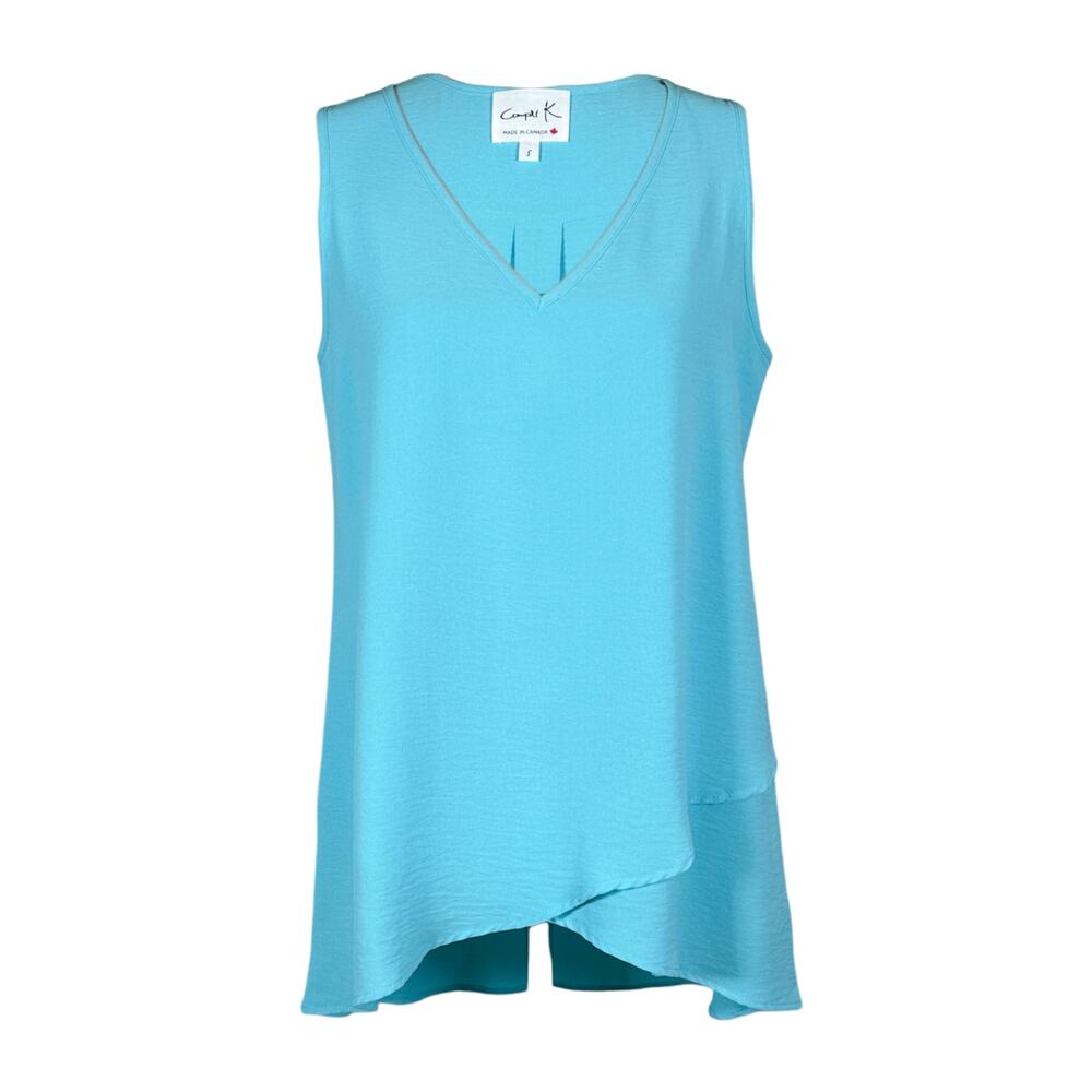 Women's V-neck Sleeveless Tunic Top Loose Turquoise Blue Size XL NWT Compli-K